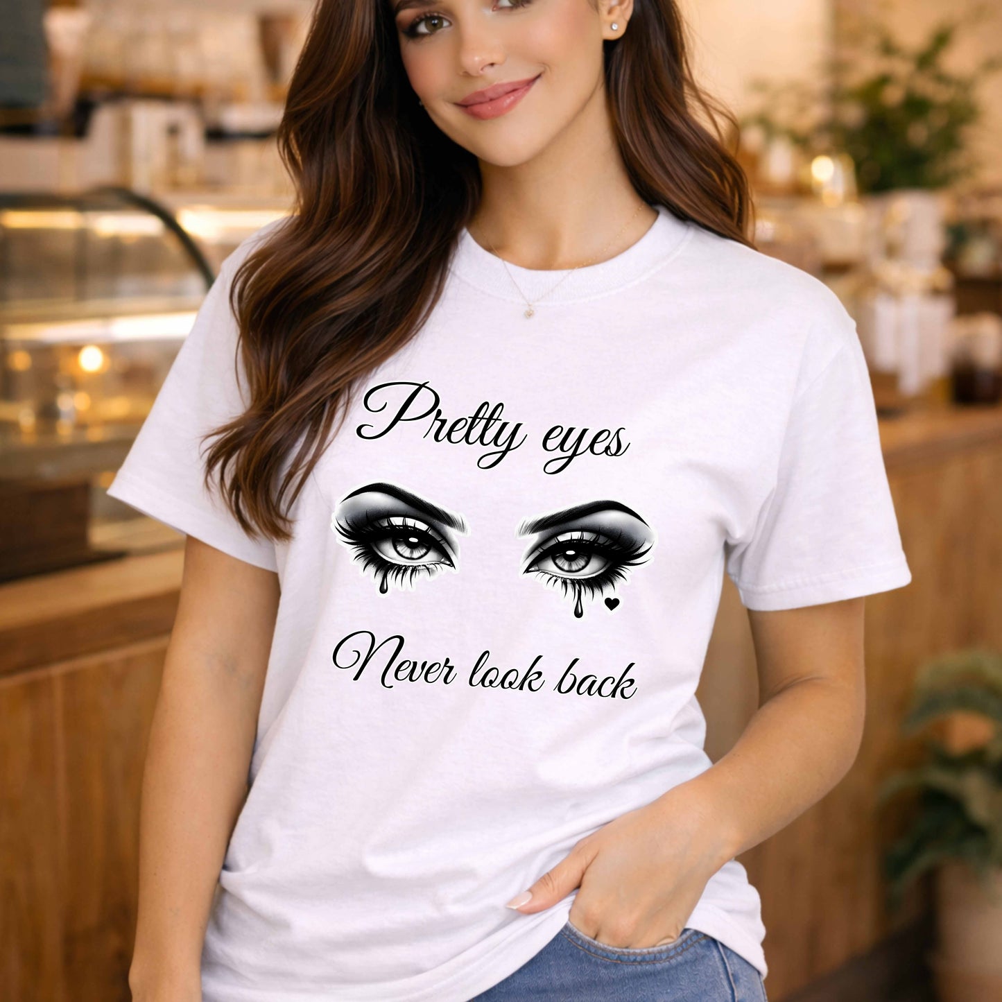 Pretty eyes never look back. T-Shirt